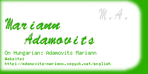 mariann adamovits business card
